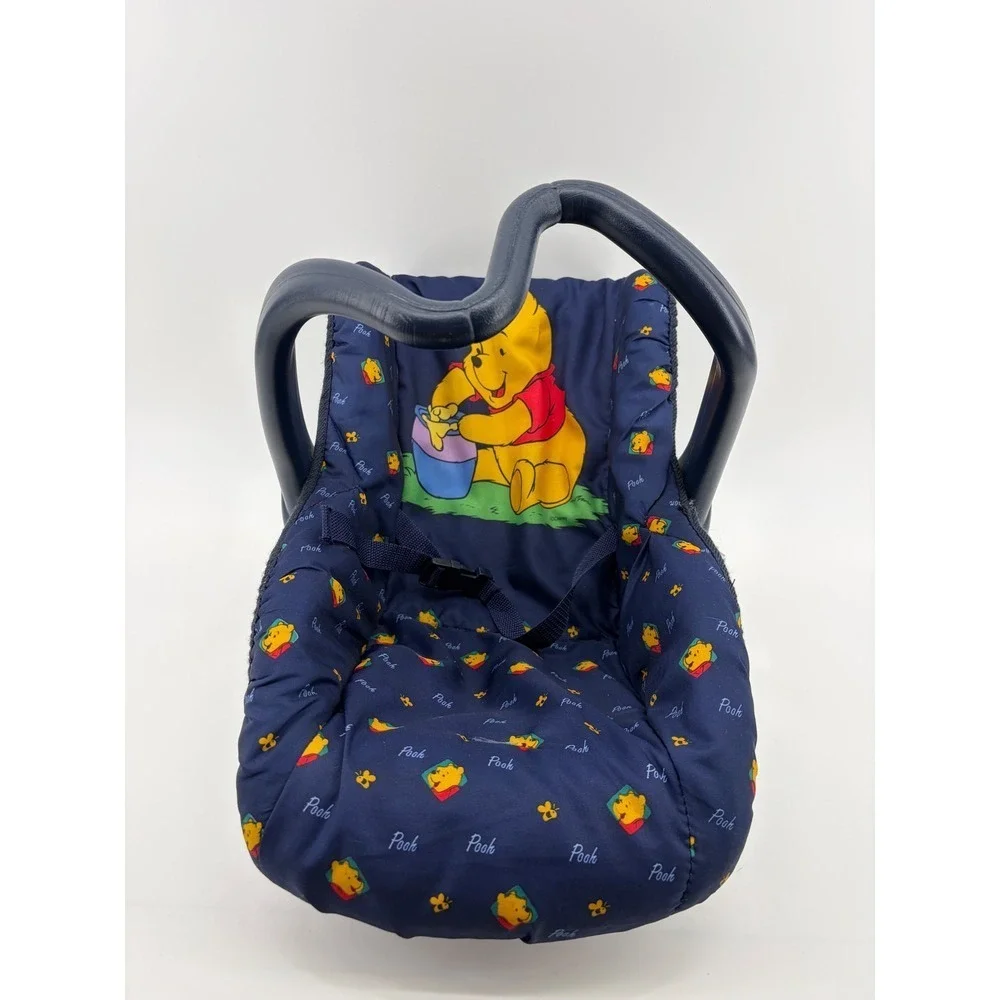 Vintage Disney Winnie‎ the Pooh Doll Car Seat Carrier Kids OS Navy Blue Toy